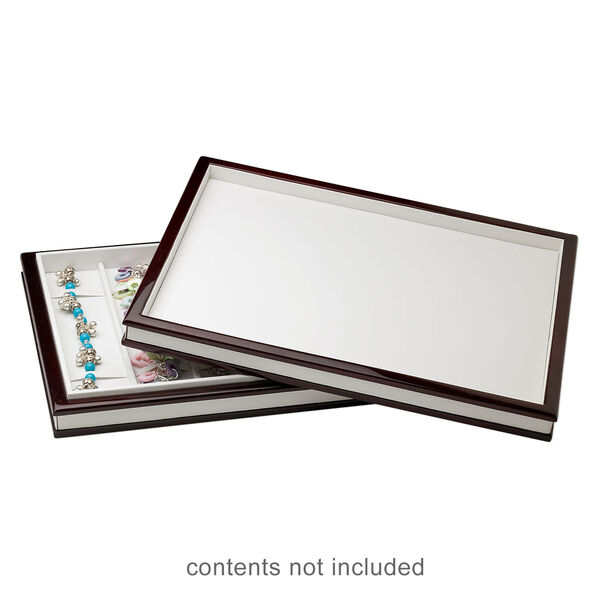 Tray, fiber board and leatherette, white and mahogany, 12-1/2 x 9 x 1 inches. Sold individually. image number 1