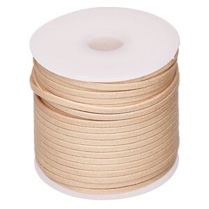 Cord, waxed cotton, natural, 2mm flat. Sold per 25-meter spool.