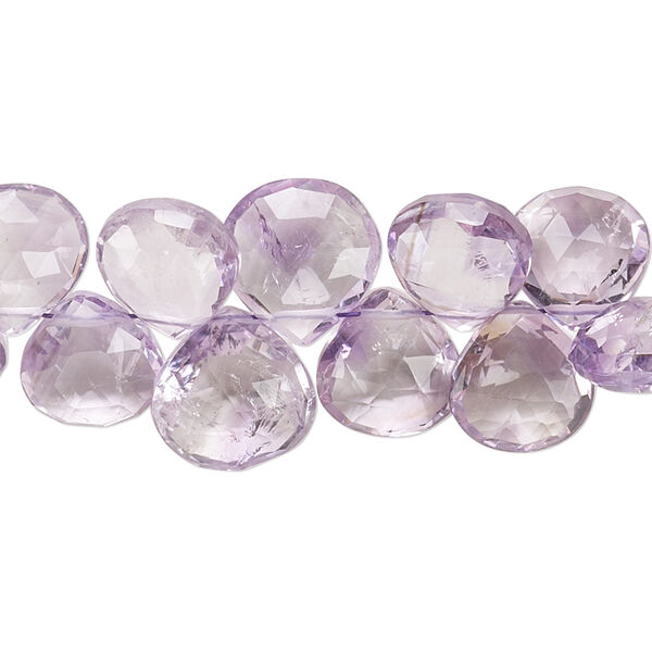 Lavender amethyst 1pkg1, hand-cut top-drilled faceted puffed teardrop bead natural B grade, 8 inch 9-10mm image number 0
