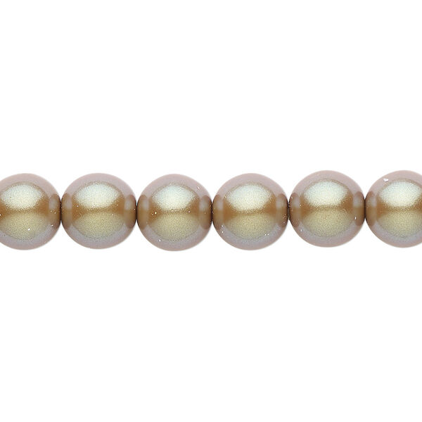 Bead, Czech pearl-coated glass druk, opaque iridescent hazelnut, 8mm round. Sold per 15-1/2" to 16" strand. image number 0