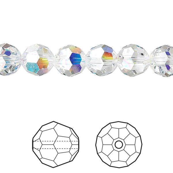 Bead 12pk crystal AB, Crystal Passions® 8mm round 5000 image number 0