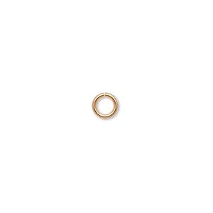 Jump ring, gold-plated brass, 5.5mm round, 3.5mm inside diameter, 18 gauge. Sold per pkg of 500.