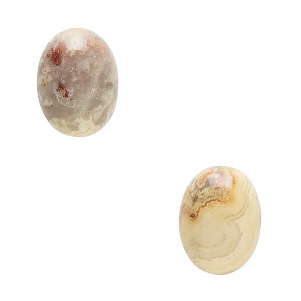 Cabochon, crazy lace agate (natural), 16x12mm calibrated oval, B grade, Mohs hardness 6-1/2 to 7. Sold per pkg of 2. image number 0