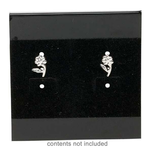Earring card, flocked plastic, black, 2x2-inch square. Sold per pkg of 100. image number 1