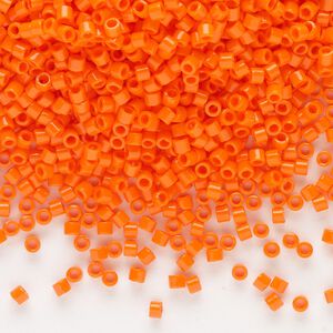 Seed bead, Delica®, glass, pkg/250g, #10 round, opaque orange (DBM-0722).