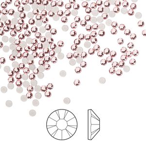 Flat back 144pk light rose foil back, Preciosa MAXIMA Czech crystal hotfix rhinestone 1.9-2.1mm chaton rose round SS6