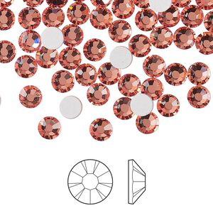 Flat back 144pk rose peach foil back, Preciosa MAXIMA Czech crystal rhinestone 4.6-4.8mm chaton rose round SS20