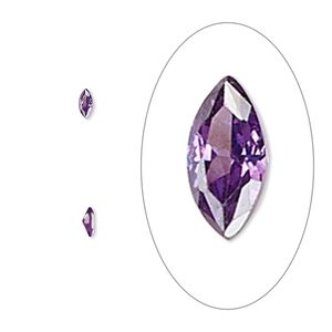 Gem, cubic zirconia, amethyst purple, 4x2mm faceted marquise, Mohs hardness 8-1/2. Sold per pkg of 5.