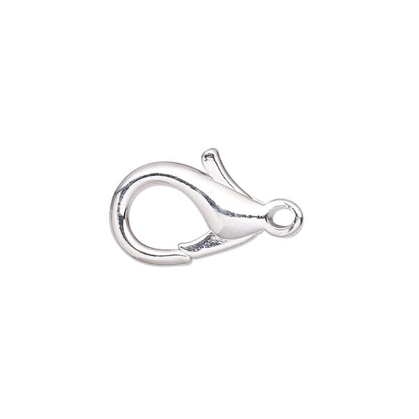 Clasp, lobster claw, silver-plated brass, 17x11mm. Sold per pkg of 10. image number 0