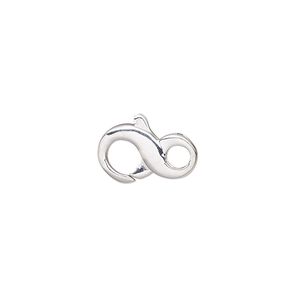 Clasp, lobster claw, sterling silver and steel, 14x9mm infinity. Sold per pkg of 10.