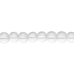 Bead, glass, clear, 6mm round. Sold per 36-inch strand.