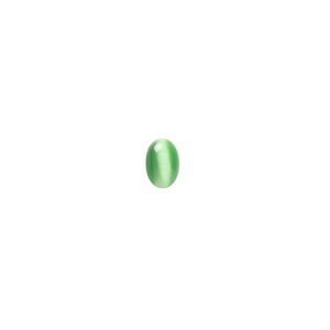Cabochon, cat's eye glass (fiber optic glass), green, 6x4mm calibrated oval, quality grade. Sold per pkg of 10.