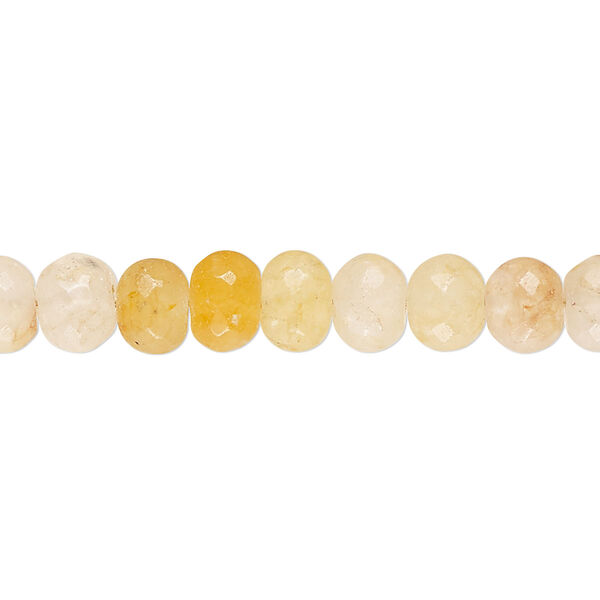 Bead, yellow iron quartz (natural), 6x5mm-7x6mm hand-cut faceted rondelle, B- grade, Mohs hardness 7. Sold per 14-inch strand, approximately 75 beads. image number 0