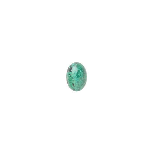 Cabochon, chrysocolla (stabilized), 7x5mm calibrated oval, C grade, Mohs hardness 2 to 4. Sold per pkg of 4. image number 0