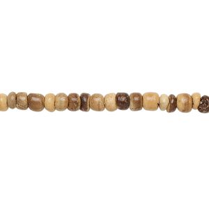 Bead, wood (waxed), light and dark brown, 3x1.5mm-3.5x3mm hand-cut rondelle. Sold per pkg of (2) 15-1/2" to 16" strands.