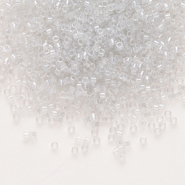 Seed bead, Delica®, glass, pkg/7.5g, #11 round, translucent silver grey-lined luster crystal clear (DB-0271). image number 0