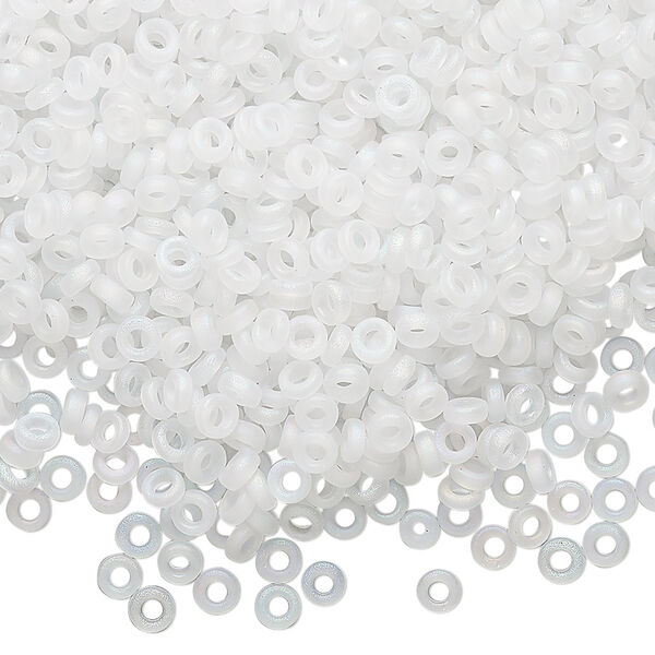 Seed bead, Miyuki, glass, pkg/250g, 3x1.3mm spacer rondelle, translucent matte clear, (SPR3-131FR). image number 0