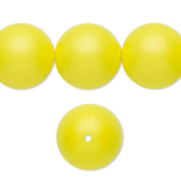 Pearl 5pk neon yellow, Crystal Passions® 16mm round 5811 image number 0