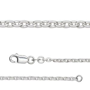 Chain 1pkg1 sterling silver cable, 2mm round / lobster claw clasp, 18 inch