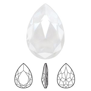 Fancy stone 24pk crystal electric white ignite LacquerPRO, Swarovski® 30x20mm pear 4327