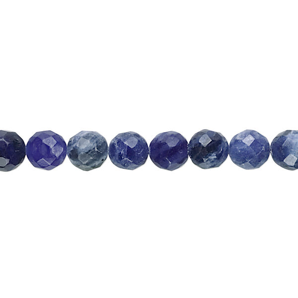 Bead, sodalite (natural), 6mm faceted round, B grade, Mohs hardness 5 to 6. Sold per 15-1/2" to 16" strand. image number 0