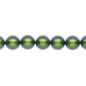 Pearl 50pk scarabaeus green, Crystal Passions&reg; 8mm round 5810