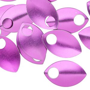 Component, anodized aluminum, purple, 22x14mm 2-sided curved scale blank with 5mm hole, 20 gauge. Sold per pkg of 20.