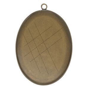 Focal, antiqued brass, 41x31mm oval with beaded edge and 40x30mm oval bezel setting. Sold per pkg of 2.