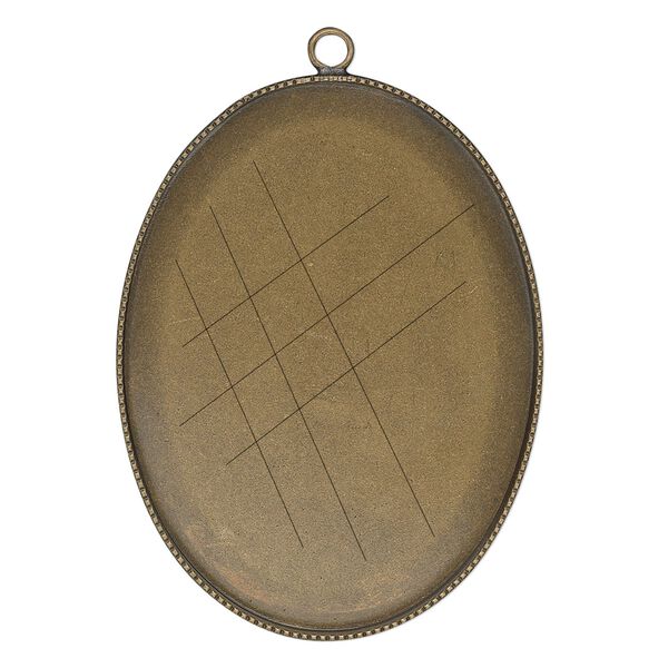 Focal, antiqued brass, 41x31mm oval with beaded edge and 40x30mm oval bezel setting. Sold per pkg of 2. image number 0