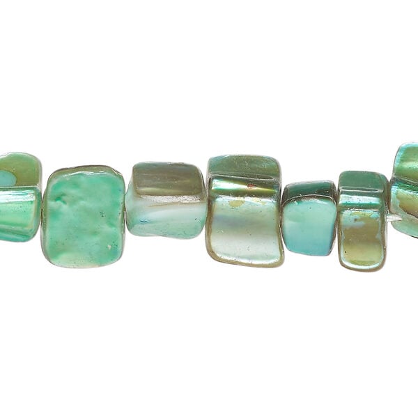 Mother-of-pearl shell 1pkg1, triangle tube bead 15 inch chocolate mint 7x5mm-13x9mm image number 0