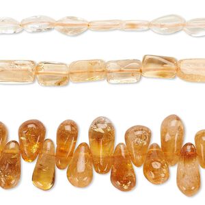 Quartz crystal / multi-citrine 1pkg3, hand-cut mixed shape bead 13 inch mix 2x1mm-16x12mm