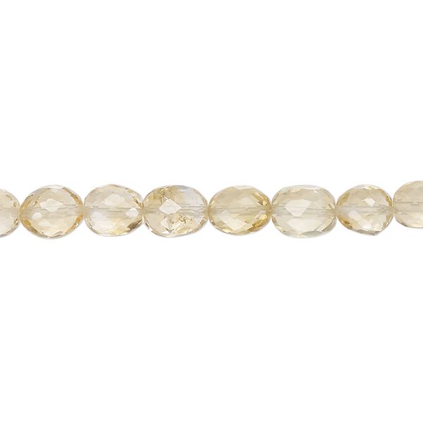 Bead, citrine (heated), light, 5x4mm-8x6mm hand-cut faceted oval, B grade, Mohs hardness 7. Sold per 7-inch strand, approximately 30 beads. image number 0