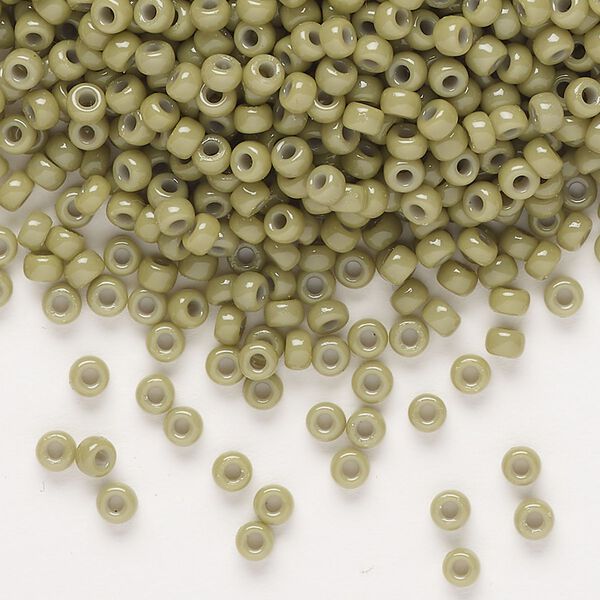 Seed bead, Miyuki, glass, pkg/250g, #8 rocaille, Duracoat® opaque outside dyed cactus (RR-4474). image number 0