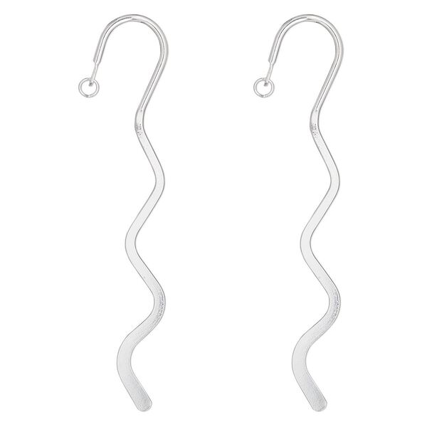 Bookmark, silver-plated steel, 6-inch wavy design with 8mm open jump ring. Sold per pkg of 2. image number 0