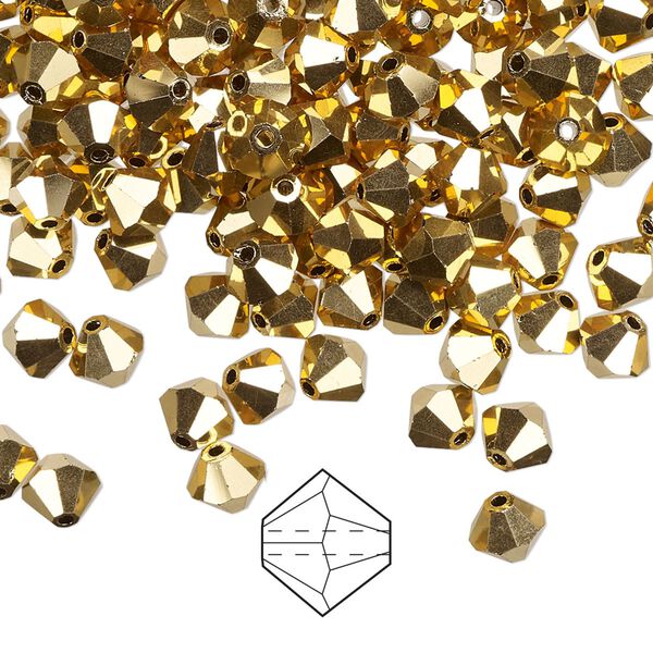 Bead 144pk crystal aurum, Preciosa Czech crystal 5mm bicone image number 0
