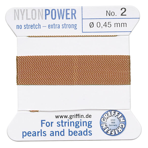 Thread, Griffin, nylon, cornelian, size #2. Sold per 2-meter card (approximately 78 inches). image number 0