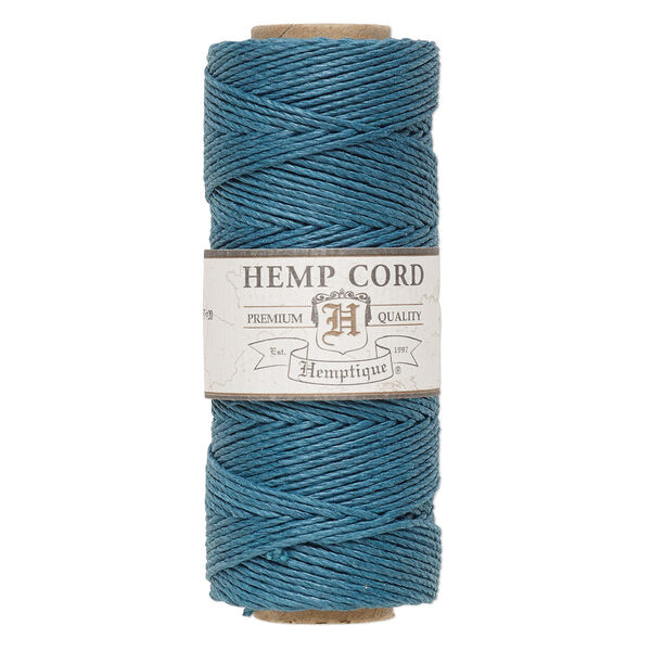 Cord, Hemptique®, polished hemp, aquamarine, 1mm diameter, 20-pound test. Sold per 205-foot spool. image number 0