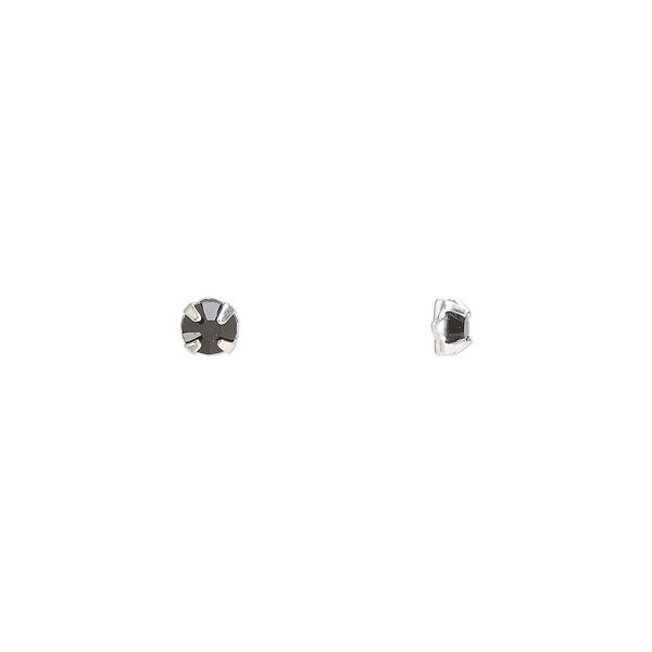 Bead 24pk rose montees jet silver plate, Preciosa Czech crystal 3-3.2mm round SS12 image number 0