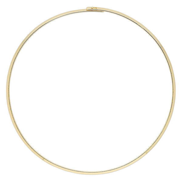 Neckwire, rigid, gold-plated brass, 3mm smooth flat, 16 inches with locking ends. Sold individually. image number 0