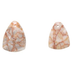 Redline marble 1pkg2, puffed flat back shield drop natural 23x18mm-26x20mm