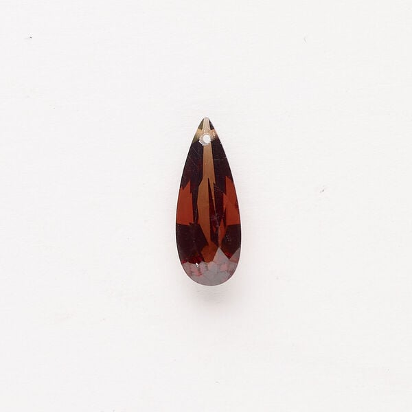Drop 1pkg1, cubic zirconia, translucent brown, 18x7mm top-drilled hand-faceted teardrop. image number 0