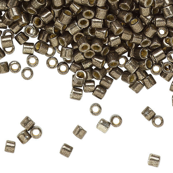 Seed bead, Delica®, glass, pkg/7.5g, #8 round, Duracoat® opaque galvanized pewter (DBL-1852). image number 0