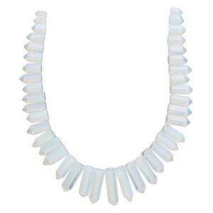 Bead, sea "opal" (glass), translucent,11x7mm-39x11mm graduated top-drilled point. Sold per 15-1/2" to 16" strand, approximately 40 beads.