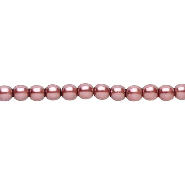 Bead, Czech pearl-coated glass druk, mauve, 4mm round. Sold per 15-1/2" to 16" strand. image number 0