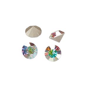 Chaton 48pk crystal AB foil back, Preciosa MAXIMA Czech crystal rhinestone 8.16-8.41mm 15-cut faceted round SS39