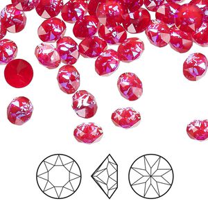 Chaton 12pk crystal royal red DeLite, Crystal Passions® 6.14-6.32mm round SS29 1088