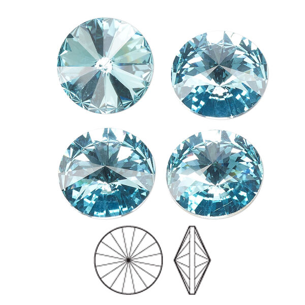 Chaton 4pk aqua bohemica foil back, Preciosa MAXIMA Czech crystal rhinestone 14mm rivoli image number 0