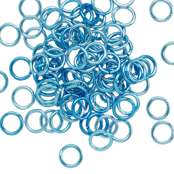 Jump ring, anodized aluminum, light blue, 6mm round, 4.2mm inside diameter, 18 gauge. Sold per pkg of 100. image number 0