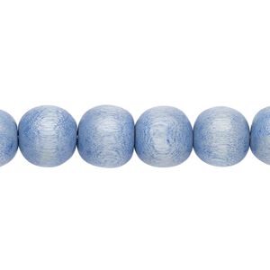 Bead 1pkg1, Taiwanese cheesewood (dyed / waxed), light blue, 9-10 round, 15-1/2 to 16 inches.