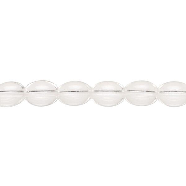 Bead, glass, clear, 8x6mm oval. Sold per pkg of (2) 15-inch strands. image number 0